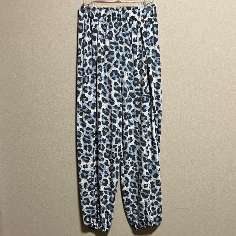 Zenana Blue Leopard Split Side Pants - image 4